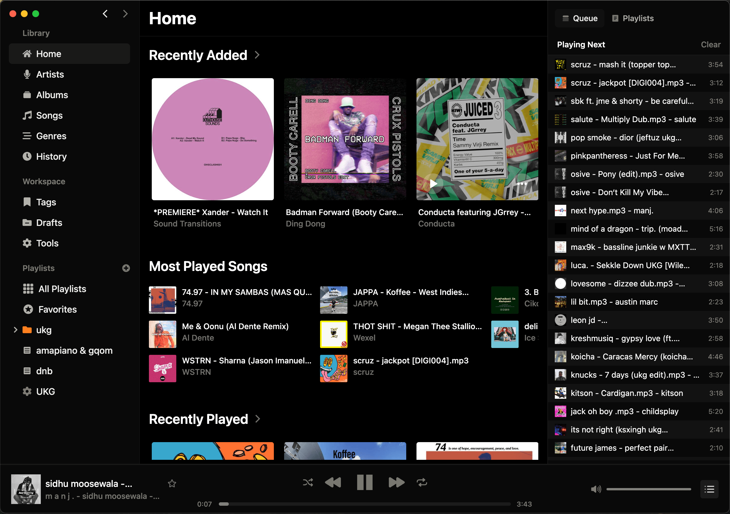 Home page with sidebar